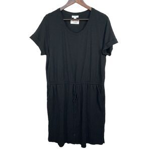 J.Jill Pure Jill T Shirt Dress Women‎ Size L Black Cinched Stretch Short Sleeve